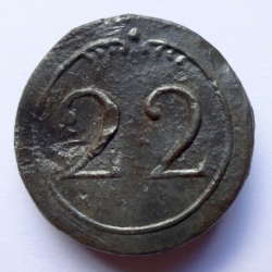 Vorderseite eines Originals des zinnernen Knopfmodells vom 25. April 1806, Durchmesser 25 mm